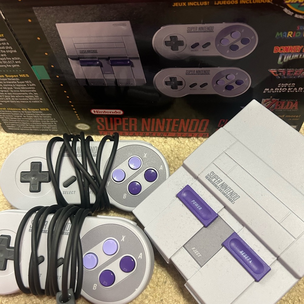 Nintendo SNES Console Gray and Purple Classic Design